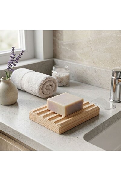 dyris Ahşap Sabunluk 10x7 cm – Doğal Masif Ahşap, Kaymaz Tasarım, Banyo & Mut...