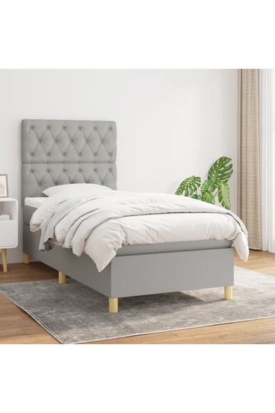 Concept Κρεβάτι Continental με στρώμα, ανοιχτό γκρι, 80x200 cm, ύφασμα