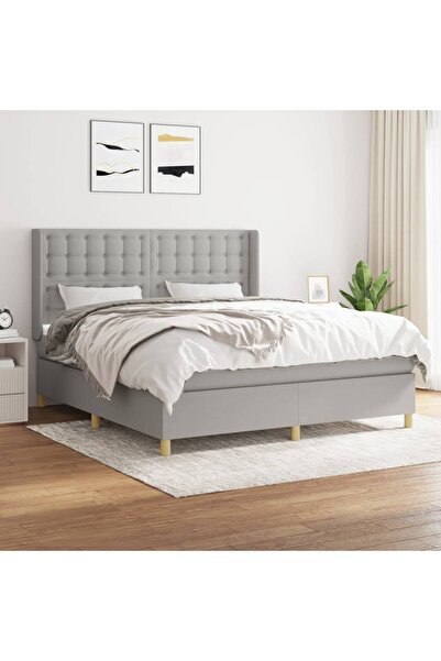 Concept Pat continental, gri deschis, 180x200 cm, material textil