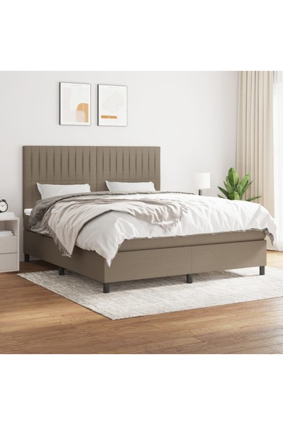 Concept Κρεβάτι Continental με στρώμα, γκρι-μπεζ, 180x200 cm, ύφασμα