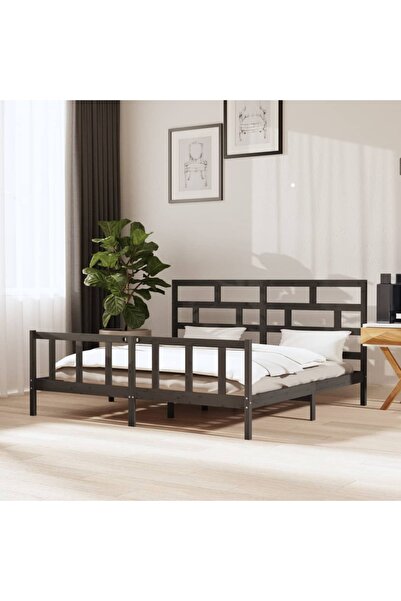 Concept Cadru de pat, gri , 200x200 cm, lemn masiv de pin