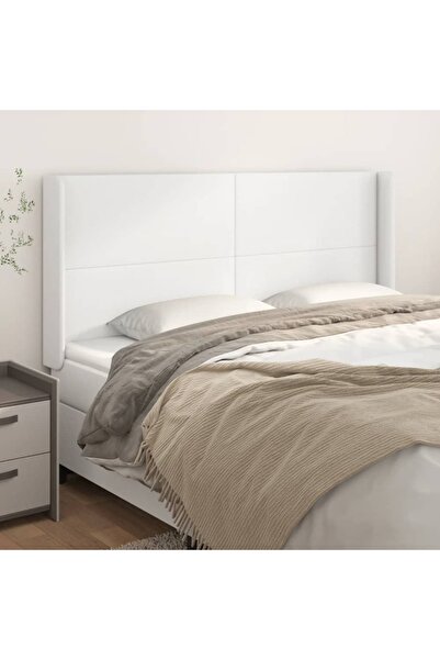 Concept Κεφαλάρι κρεβατιού με φτερά, λευκό, 183x16x118/128 cm, Δερμάτινο