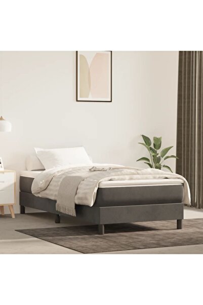 Concept Pat box spring cu saltea, gri închis, 80x200 cm, catifea