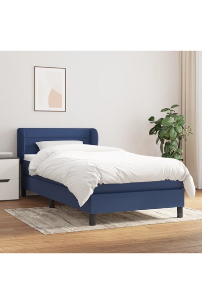 Concept Pat box spring cu saltea, albastru, 90x190 cm, textil