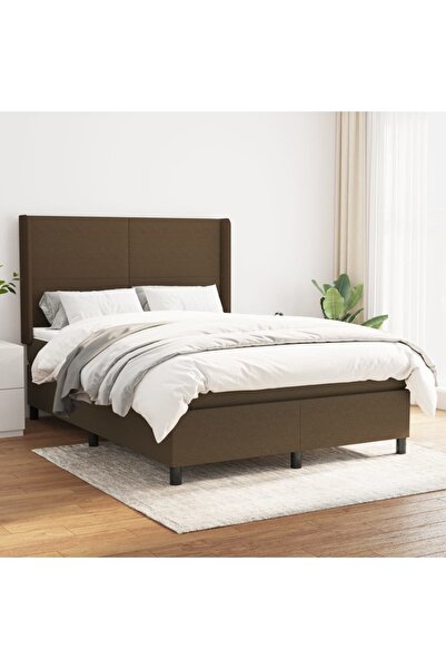 Concept Pat continental cu saltea, maro închis, 140x200 cm, textil