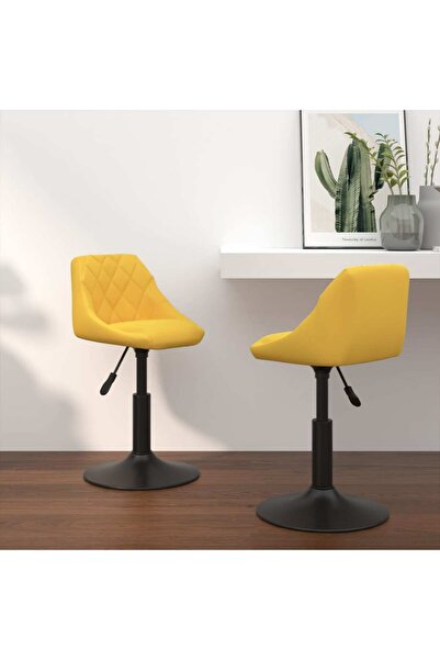 Concept Scaune de bucătărie pivotante, 2 buc., galben muștar, catifea