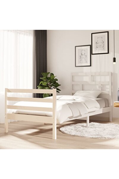 Concept Cadru de pat ,alb, 90x200 cm, lemn masiv de pin