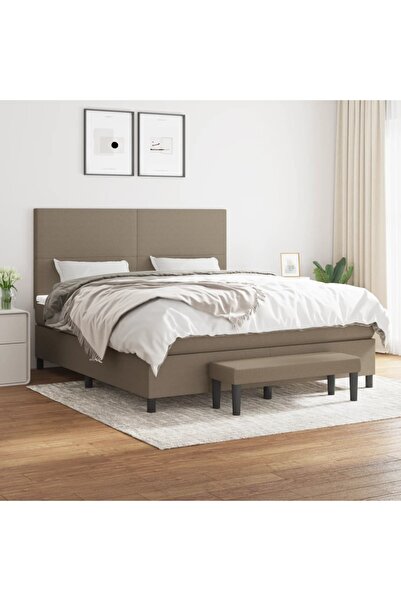 Concept Pat continental cu saltea, gri taupe, 180x200 cm, textil