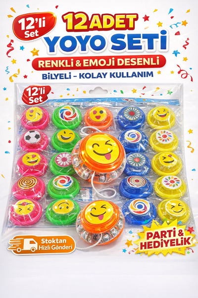 KAR TANESİ 12’li Bilyeli İpli Yoyo Seti | Okul Ödülü Karne Hediyesi Doğum Gün...