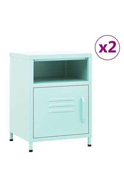 Concept Noptiere, 2 buc., verde mentă, 35x35x51 cm, oțel