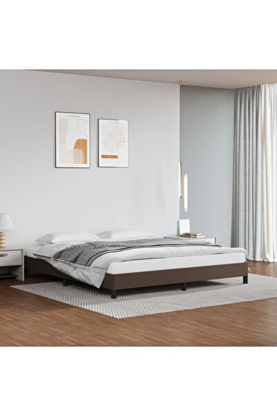 Concept Cadru de pat, maro, 180x200 cm, piele ecologică