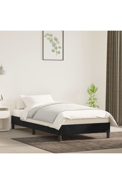 Concept Cadru de pat, negru, 90x190 cm, catifea