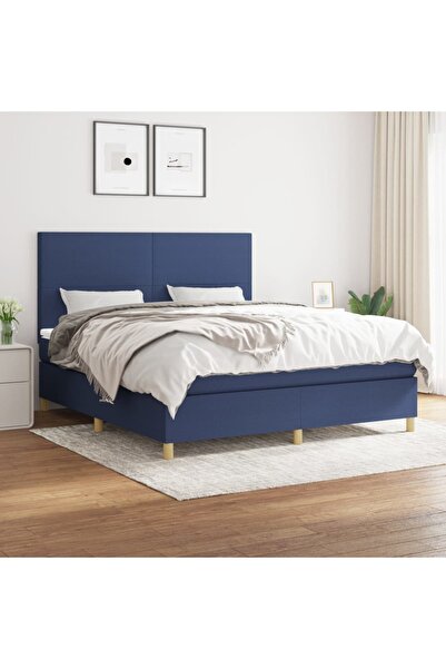 Concept Pat box spring cu saltea, albastru, 180x200 cm, material textil