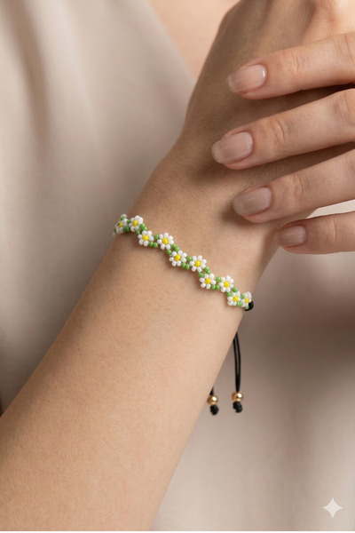 PETEK AKSESUAR Daisy Flower Oya Bead m Macramé Bracelet