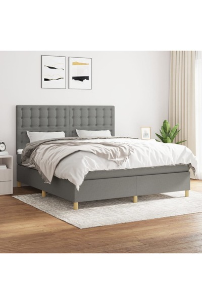 Concept Pat box spring cu saltea, gri închis, 180x200 cm, textil