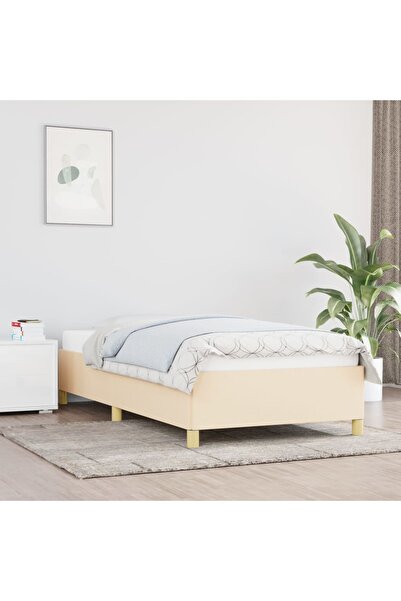 Concept Σκελετός κρεβατιού, κρεμ, 90x190 εκ., ύφασμα