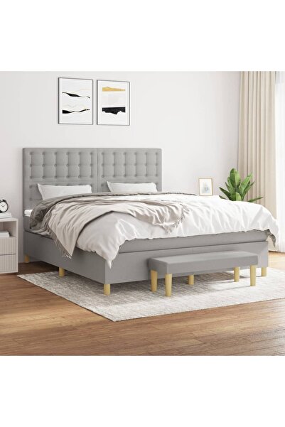 Concept Pat continental, gri deschis, 180x200 cm, material textil