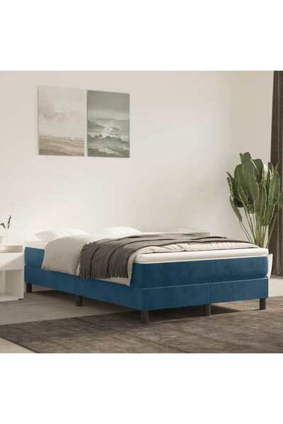 Concept Pat box spring cu saltea, albastru închis, 120x200 cm, catifea