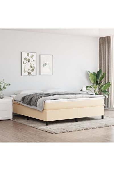 Concept Cadru de pat box spring, crem, 160x200 cm, textil