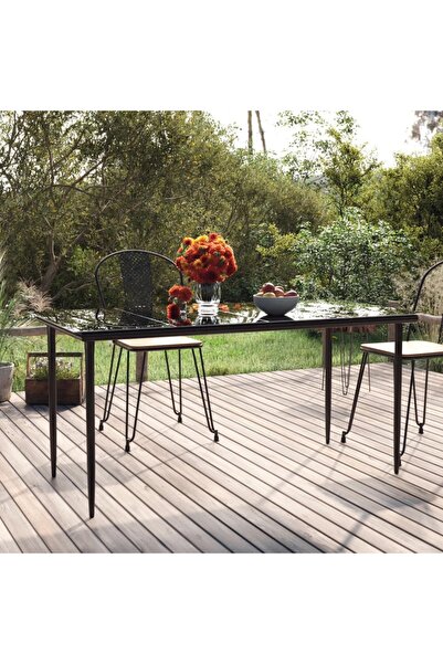 Concept Τραπέζι κήπου, μαύρο, 160x80x74 cm, ατσάλι και σκληρυμένο γυαλί