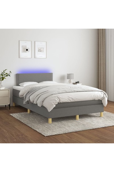 Concept Pat cu arcuri, saltea și LED, gri închis, 120x200 cm, textil