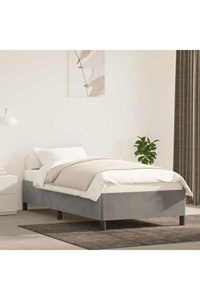 Concept Cadru de pat, gri deschis, 90x190 cm, catifea