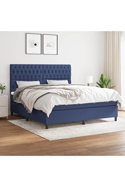 Concept Pat box spring cu saltea, albastru, 180x200 cm, material textil
