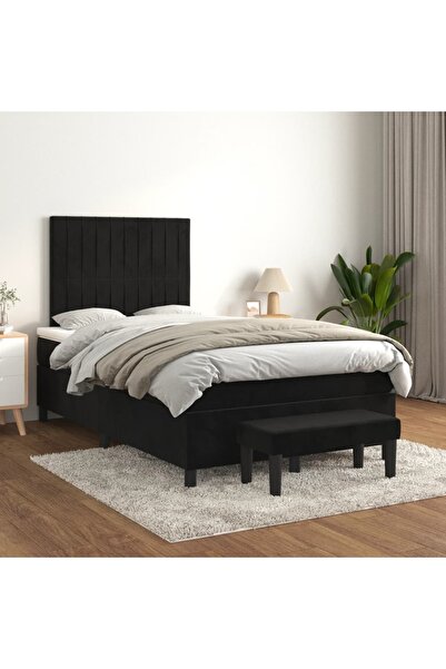 Concept Pat box spring cu saltea, negru, 120x200 cm, catifea