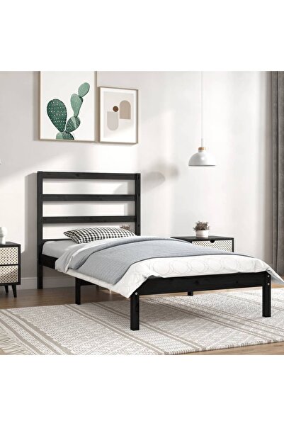 Concept Σκελετός κρεβατιού, 100x200 εκ., μαύρο, μασίφ ξύλο πεύκου