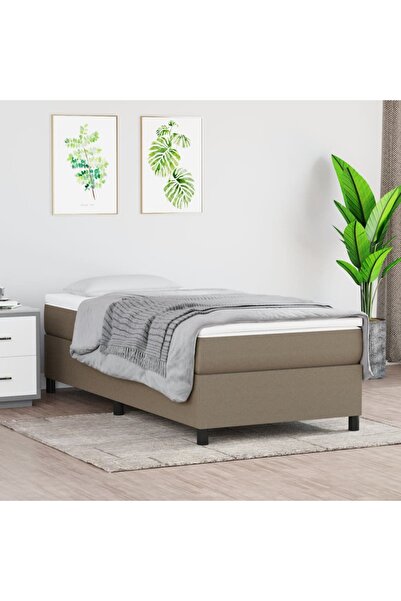 Concept Κρεβάτι με ελατήρια και στρώμα, γκρι-μπεζ, 80x200 cm, ύφασμα