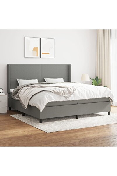 Concept Pat box spring cu saltea, gri închis, 200x200 cm, textil