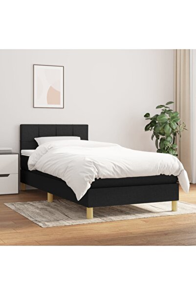 Concept Pat box spring cu saltea, negru, 90x200 cm, textil