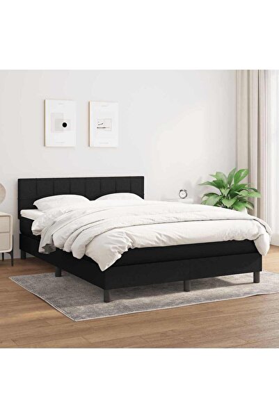 Concept Pat box spring cu saltea, negru, 140x200 cm, textil