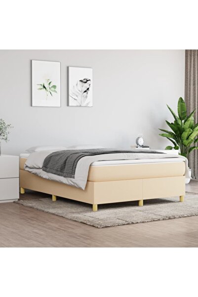 Concept Cadru de pat box spring, crem, 140x190 cm, textil