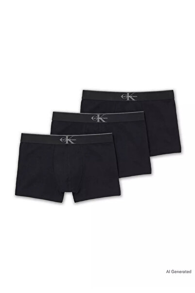 Calvin Klein Men's Logo Detailed Elastic Waist Striped Cotton Pack Black Boxe...