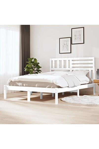 Concept Cadru pat, alb, 140x190 cm, lemn masiv de pin