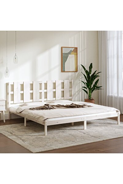 Concept Cadru de pat Super King 6FT, alb, 180x200 cm, lemn masiv