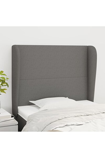 Concept Tăblie de pat cu aripioare gri închis 103x23x118/128 cm textil