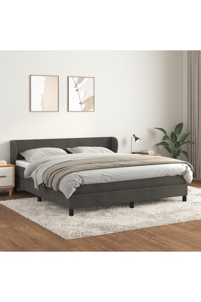 Concept Pat box spring cu saltea, gri închis, 180x200 cm, catifea