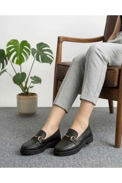 homiro Γυναικεία παπούτσια Με αγκράφα Classic μοκασίνια - Μαύρα