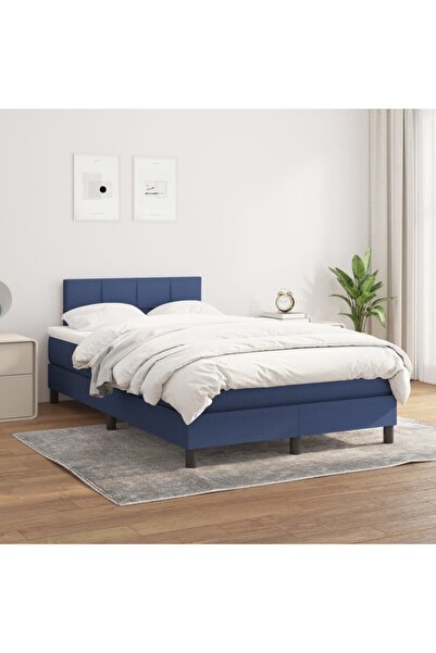 Concept Pat box spring cu saltea, albastru, 120x200 cm, textil
