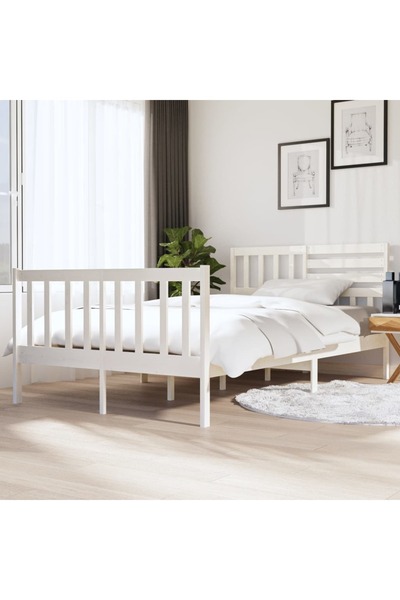 Concept Σκελετός κρεβατιού, λευκό, 140x190 cm, μασίφ ξύλο