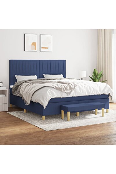 Concept Pat box spring cu saltea, albastru, 180x200 cm, material textil