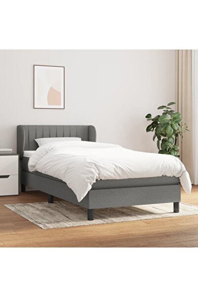 Concept Pat box spring cu saltea, gri închis, 80x200 cm, textil