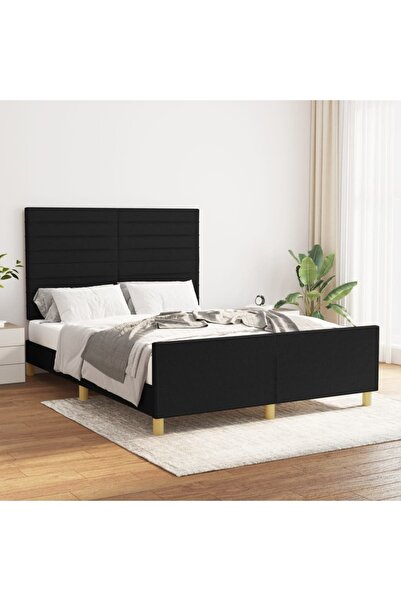 Concept Cadru de pat cu tăblie, negru, 140x190 cm, textil