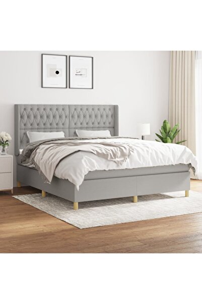 Concept Pat continental, gri deschis, 180x200 cm, material textil