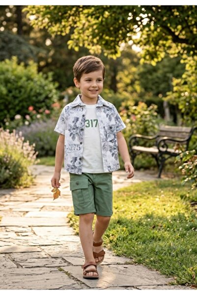 BEGONYA BEBECE KIDS Boy's Three-Piece Summer Suit Jeans Shorts Shirt T-Shirt ...