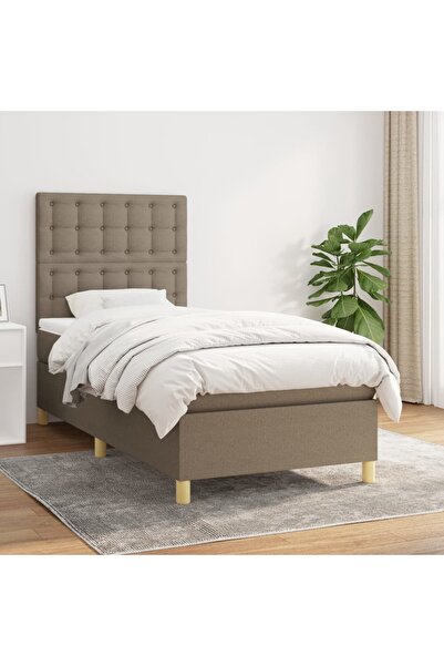 Concept Pat box spring cu saltea, gri taupe, 90x200 cm, textil
