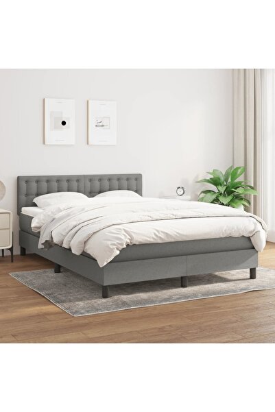 Concept Pat box spring cu saltea, gri închis, 140x190 cm, textil