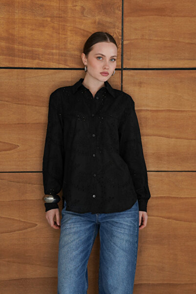 ASEDE Κεντητό Μπροντερί Κεντημένο πουκάμισο G Με γκιπούρ δαντέλα D Υφαντό